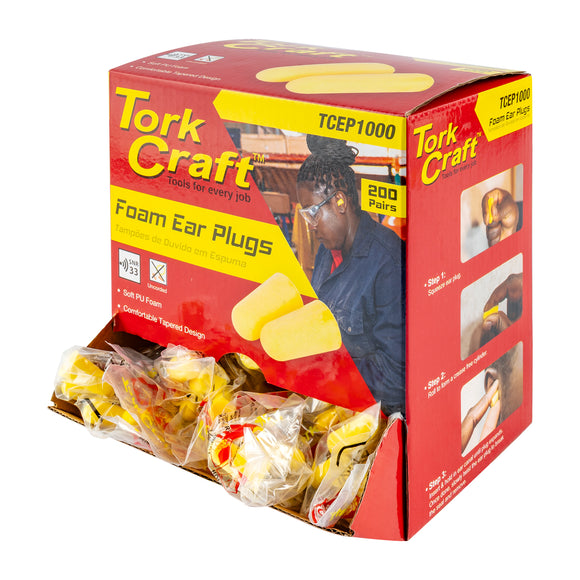 Image of a Tork Craft Ear Plug 200pc Bullet Shape Snr33 Yellow Per Box