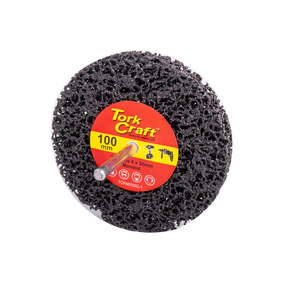 Image of a Tork Craft Face Off Disc 100mm Fitted 6mm Mandrel  For A Drill