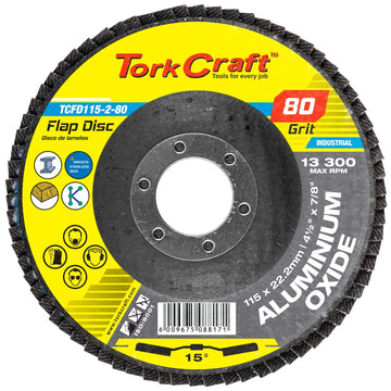 Image of a Tork Craft Flap Disc 115mm 15 Deg.angle 80 Grit A/O