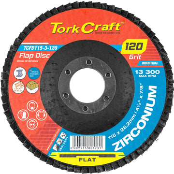 Image of a Tork Craft Flap Disc Zirconium 115mm 120 Grit Flat