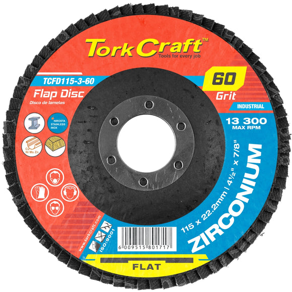 Image of a Tork Craft Flap Disc Zirconium 115mm 60 Grit Flat