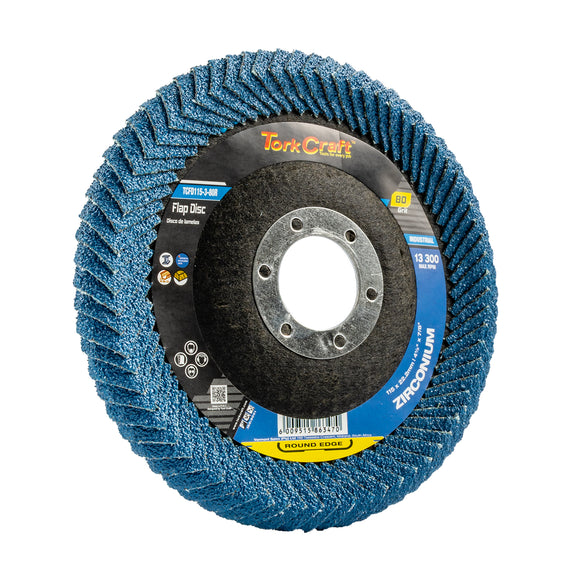 Image of a Tork Craft Flap Disc Round Edge Zirconium 115mm 80 Grit Flat