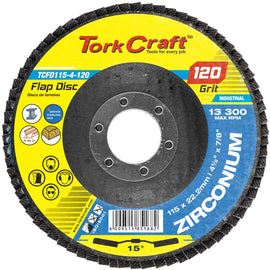Image of a Tork Craft Flap Disc Zirconium 115mm 120 Grit Angled
