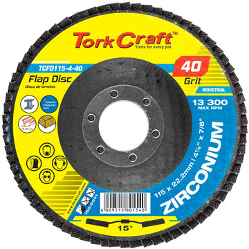 Image of a Tork Craft Flap Disc Zirconium 115mm 40 Grit Angled
