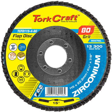 Image of a Tork Craft Flap Disc Zirconium 115mm 80 Grit Angled