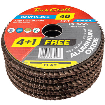 Image of a Tork Craft Flap Sanding Disc 115mm 40 Grit 4+1 Free