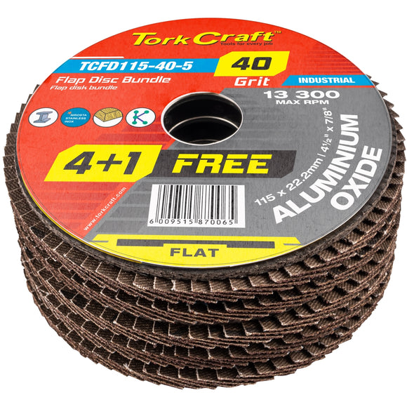 Image of a Tork Craft Flap Sanding Disc 115mm 40 Grit 4+1 Free