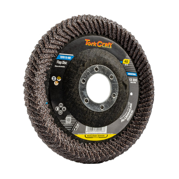 Image of a Tork Craft Flap Disc Round Edge A/O 115mm 40 Grit Flat