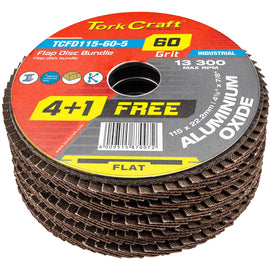 Image of a Tork Craft Flap Sanding Disc 115mm 60 Grit 4+1 Free