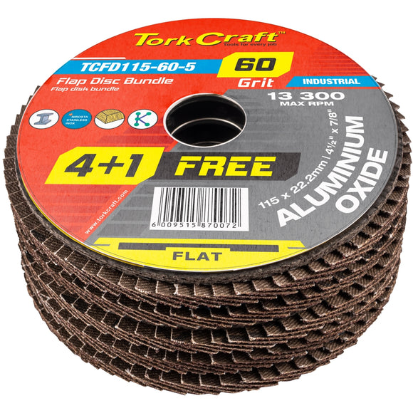 Image of a Tork Craft Flap Sanding Disc 115mm 60 Grit 4+1 Free