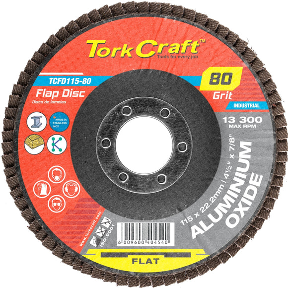 Image of a Tork Craft Flap Sanding Disc 115mm 80 Grit A/O