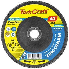 Image of a Tork Craft Flap Disc Zirconium 180mm 40 Grit Angled