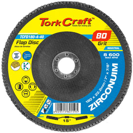 Image of a Tork Craft Flap Disc Zirconium 180mm 80 Grit Angled