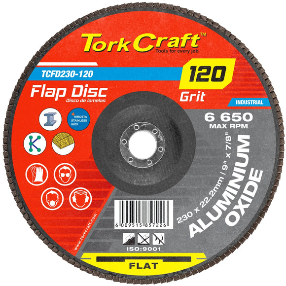 Image of a Tork Craft Flap Sanding Disc 230mm 120 Grit A/O
