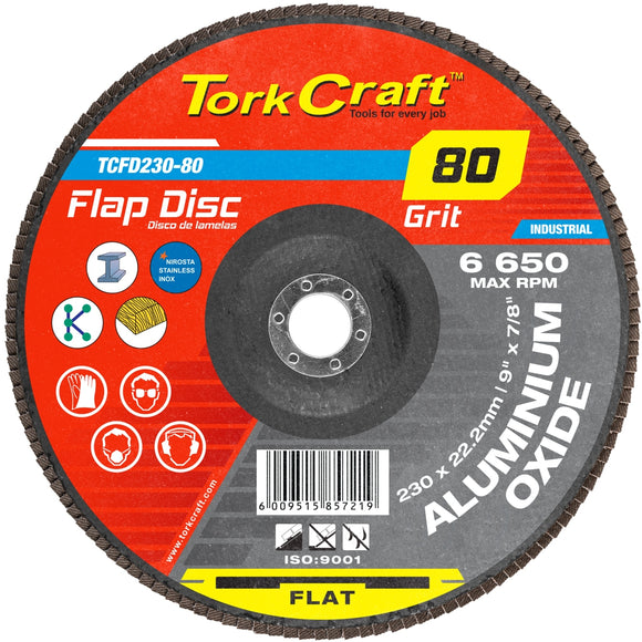 Image of a Tork Craft Flap Sanding Disc 230mm 80 Grit A/O