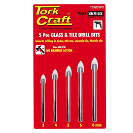 Image of a Tork Craft Glass & Tile Drill Bit Set 5 Piecee 3/4/5/6/8