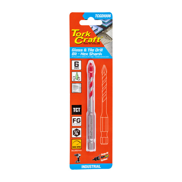 Image of a Tork Craft Glass & Tile Drill 6mm Hex Shank Industrial