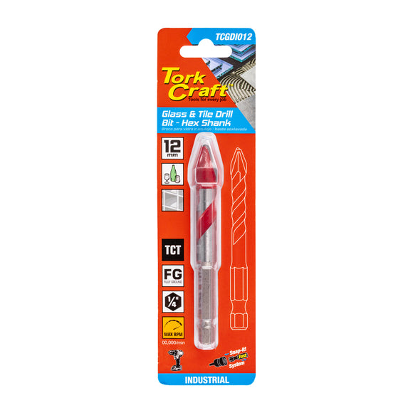 Image of a Tork Craft Glass & Tile Drill 12mm Hex Shank Industrial