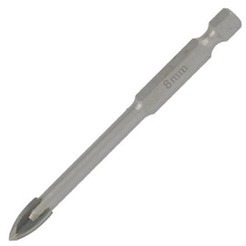 Image of a Tork Craft Glass & Tile Drill 8mm 4 Flute With Hex Shank