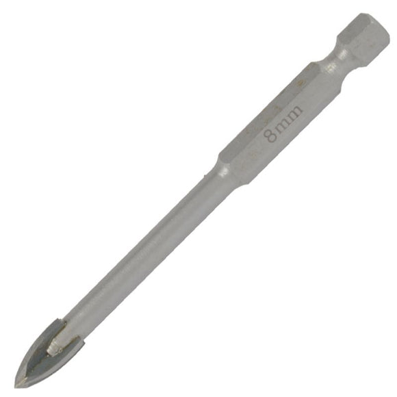 Image of a Tork Craft Glass & Tile Drill 8mm 4 Flute With Hex Shank