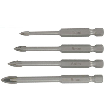 Image of a Tork Craft Glass & Tile Drill 4 Flute Set 4pc 4/5/6/8mm In Plastic Case