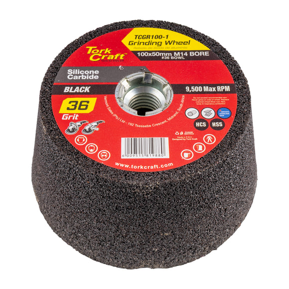 Image of a Tork Craft Grinding Wheel 100x50mm M14 Bore - #36 Bowl - Angle Grinder