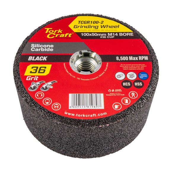Image of a Tork Craft Grinding Wheel 100x50mm M14 Bore - #36cup - Angle Grinder