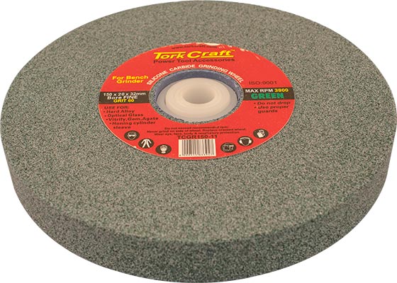Image of a Tork Craft Grinding Wheel 150x20x32mm Bore 60 Grit W/bushes For B/g Green
