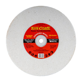 Image of a Tork Craft Grinding Wheel 200x25x32mm White Coarse 36 Grit with Bushes for Bench Grinders