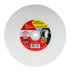 Image of a Tork Craft Grinding Wheel 200x25x32mm Bore Fine 60 Grit with Bushes for Bench Grinders White