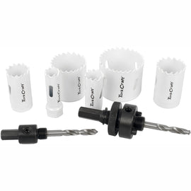 Image of a Tork Craft Holesaw Set 9pc In Alum Case Bi-metal 16 20 25 32 40 51mm