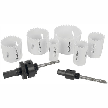 Image of a Tork Craft Holesaw Set 9pc In Case Bi-metal 22 29 35 44 51 64mm