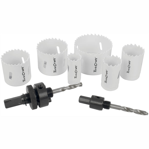Image of a Tork Craft Holesaw Set 9pc In Case Bi-metal 22 29 35 44 51 64mm