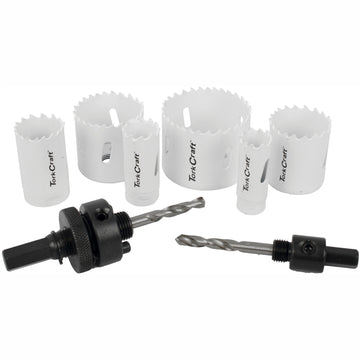 Image of a Tork Craft Holesaw Set 9pc In Case Bi-metal 19 22 29 38 44 57mm