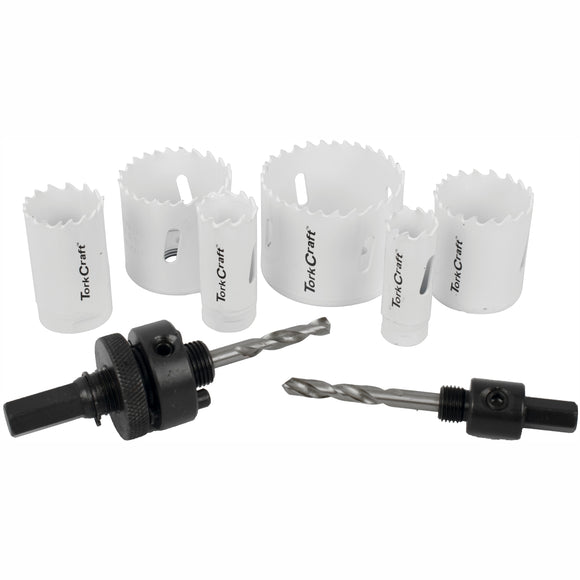 Image of a Tork Craft Holesaw Set 9pc In Case Bi-metal 19 22 29 38 44 57mm