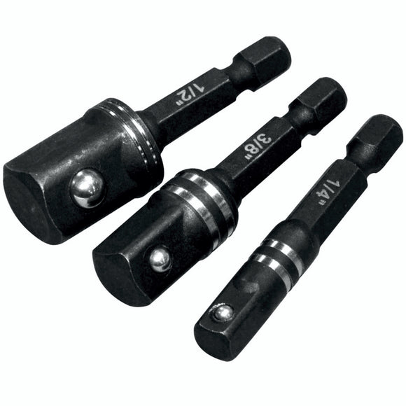 Image of a Tork Craft Impact Socket Adaptor 3pc Set 1/4' 3/8' 1/2'