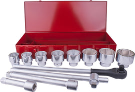 Image of a Tork Craft Socket Set 12pc 1' Drive 6pt 46 - 80mm In Metal Case