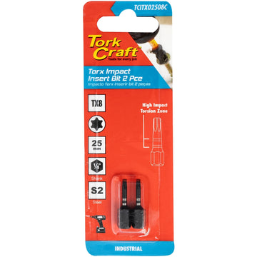 Image of a Tork Craft Torx Tx 8 Impact Insert Bit 25mm 2pc 