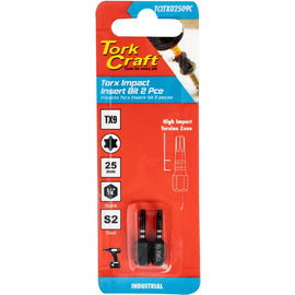 Image of a Tork Craft Torx Tx 9 Impact Insert Bit 25mm 2pc 