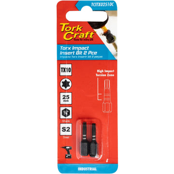 Image of a Tork Craft Torx Tx 10 Impact Insert Bit 25mm 2pc 