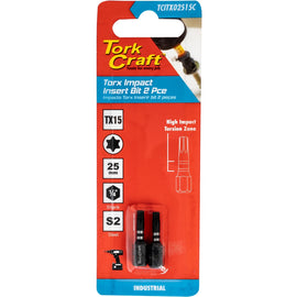 Image of a Tork Craft Torx Tx 15 Impact Insert Bit 25mm 2pc 