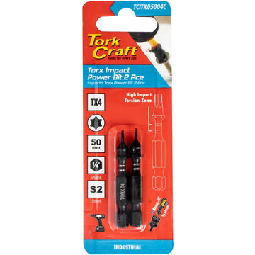 Image of a Tork Craft Torx Tx 4 Impact Power Bit 50mm 2pc 