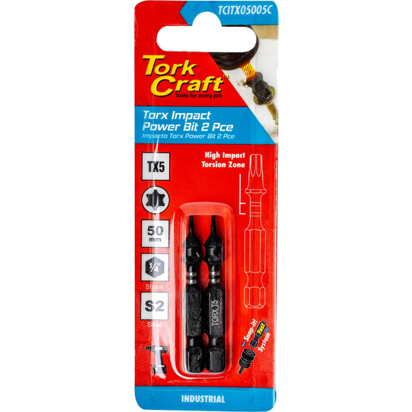 Image of a Tork Craft Torx Tx 5 Impact Power Bit 50mm 2pc 