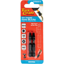 Image of a Tork Craft Torx Tx 15 Impact Power Bit 50mm 2pc 
