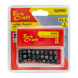 Image of a Tork Craft Letter Punch Set 5mm (a-z) Capital Black Finish