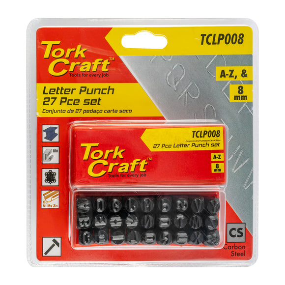 Image of a Tork Craft Letter Punch Set 8mm (a-z) Capital Black Finish