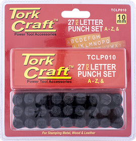 Image of a Tork Craft Letter Punch Set 10mm (a-z) Capital Black Finish