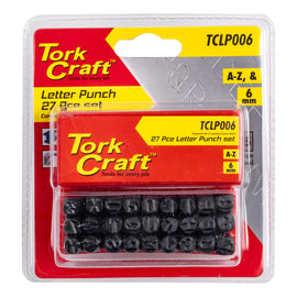 Image of a Tork Craft Letter Punch Set 6mm (a-z) Lower Case 27pc Black Finish