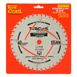 Image of a Tork Craft Blade Master Type 185x40t 20-16mm Anti Kick Back TCT