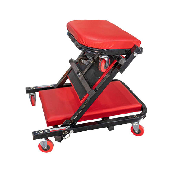 Image of a Tork Craft Mechanic Creeper/Chair 2-in-1 Metal Frame Cushion 6 Wheel
